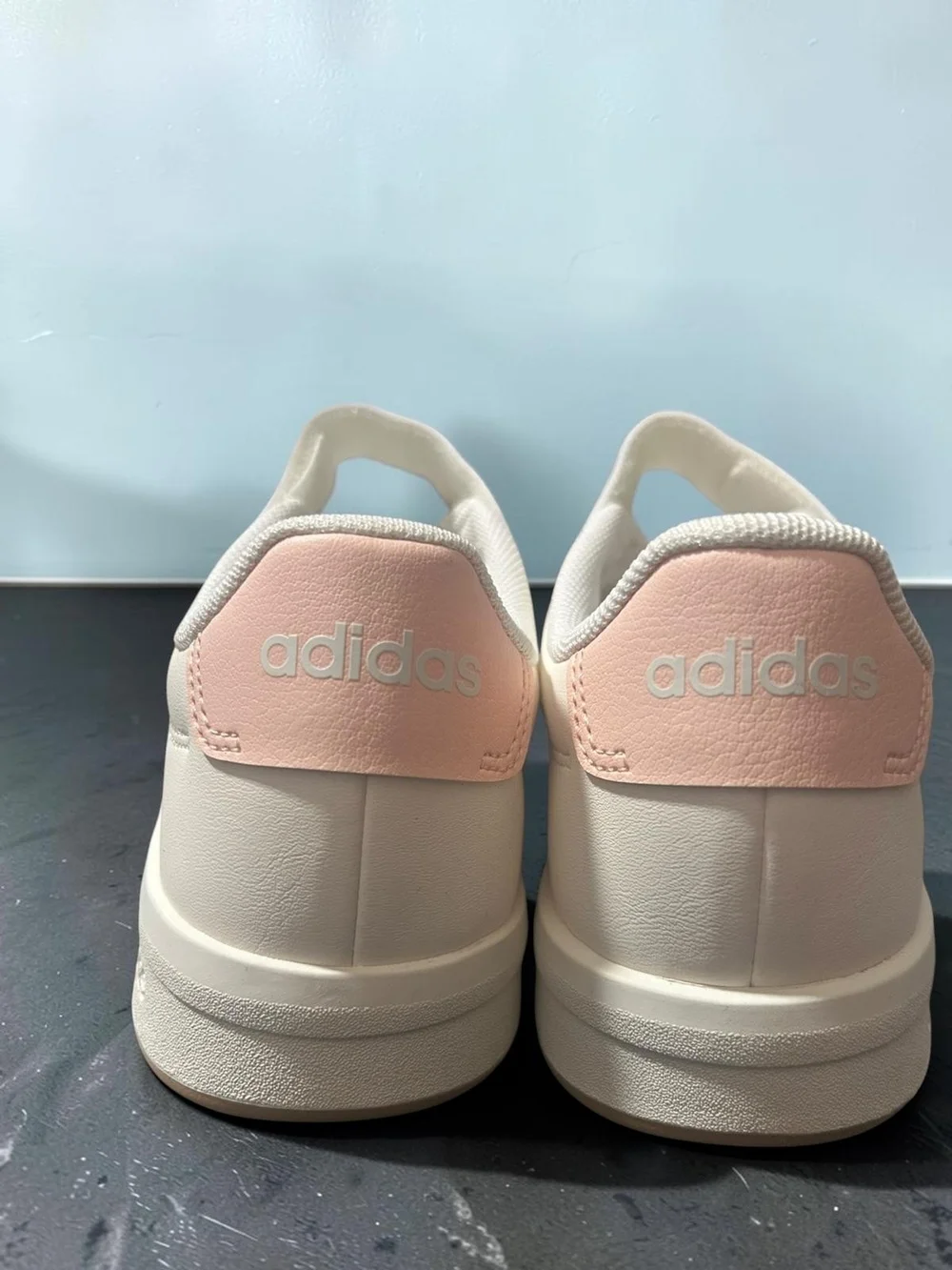 adidas Kids Cream Sneakers with Blush Accent Stripes
